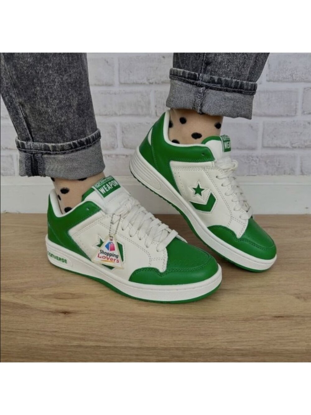 ⭐Converse Weapon OX Low Green White Size 10.5 Women''s Shoes Sneakers A11957C